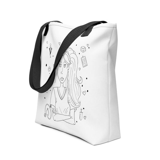Vet Vibe Single Image Vet Girl Tote Bag - GrungePup Sassy Vet Icon