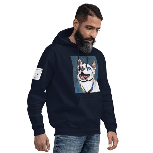 Nico Face Hoodie -GrungePup Joyful Husky Pet Portrait