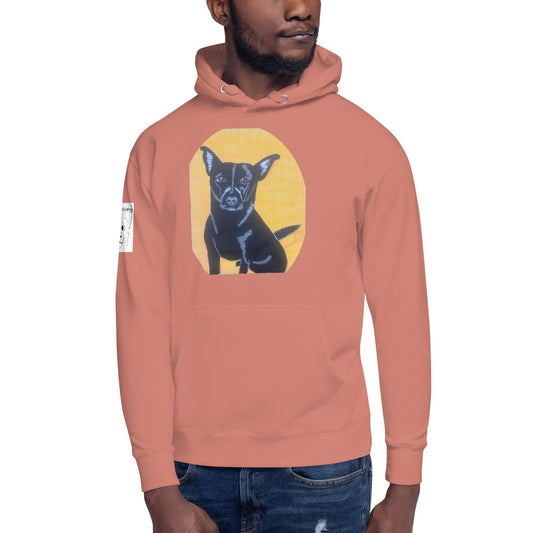 Mathis with Background Hoodie - GrungePup Detailed Grunge Art
