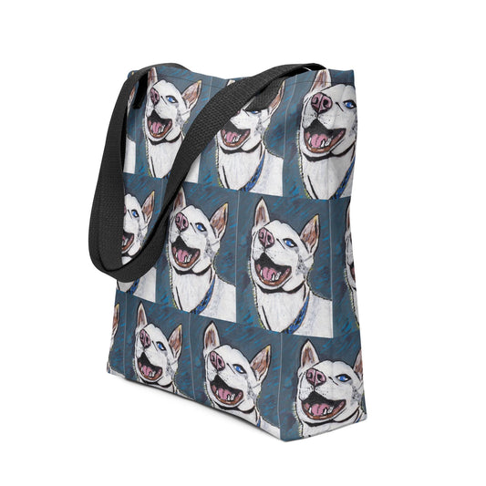 Patterned Nico Face Tote - GrungePup Joyful Husky Repeat