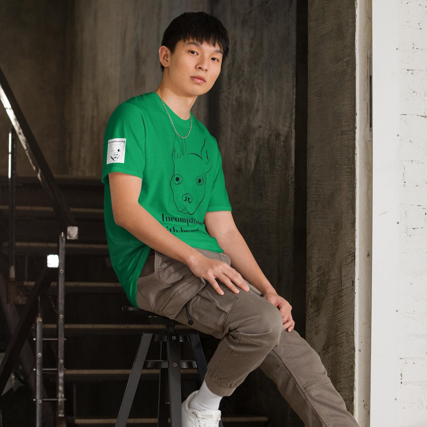 Incompatible With Breathing T-Shirt Black Ink - GrungePup Funny Vet Pun