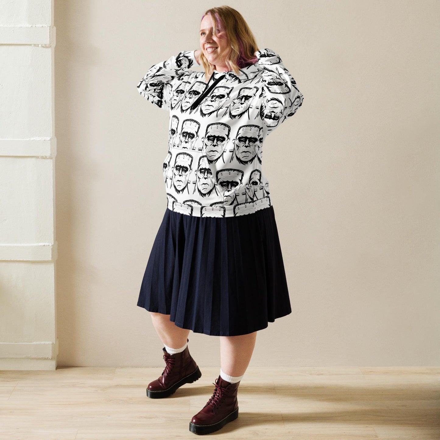 Frank's Monster All Over Print Hoodie - GrungePup Spooky Outsider Art