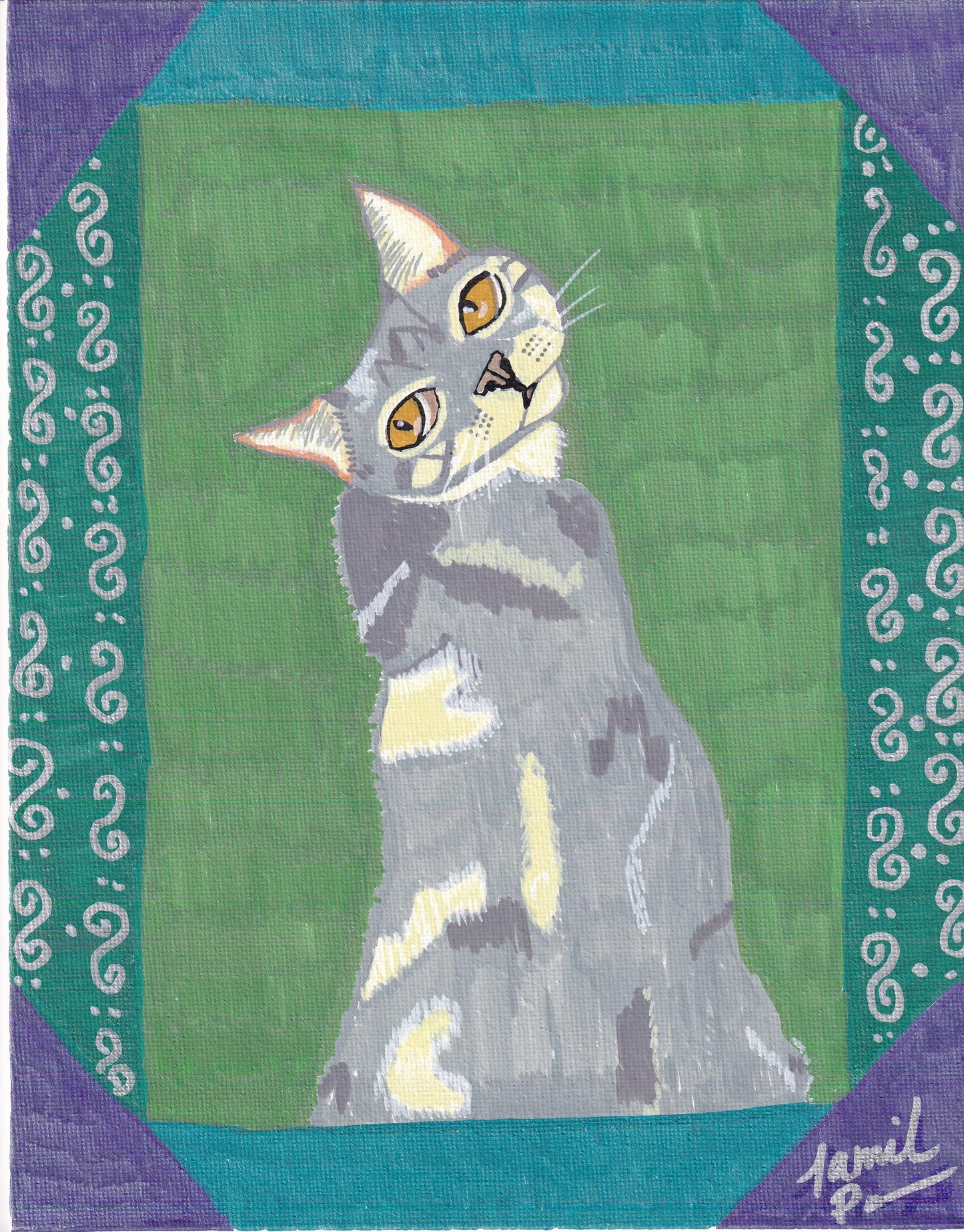 Mr. Grey, 5x7", Grunge Pet Art Print (Digital Download)