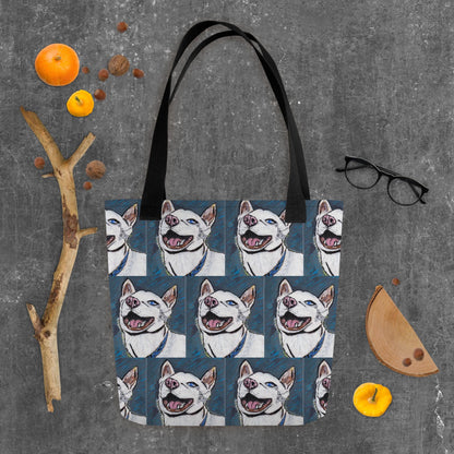 Patterned Nico Face Tote - GrungePup Joyful Husky Repeat