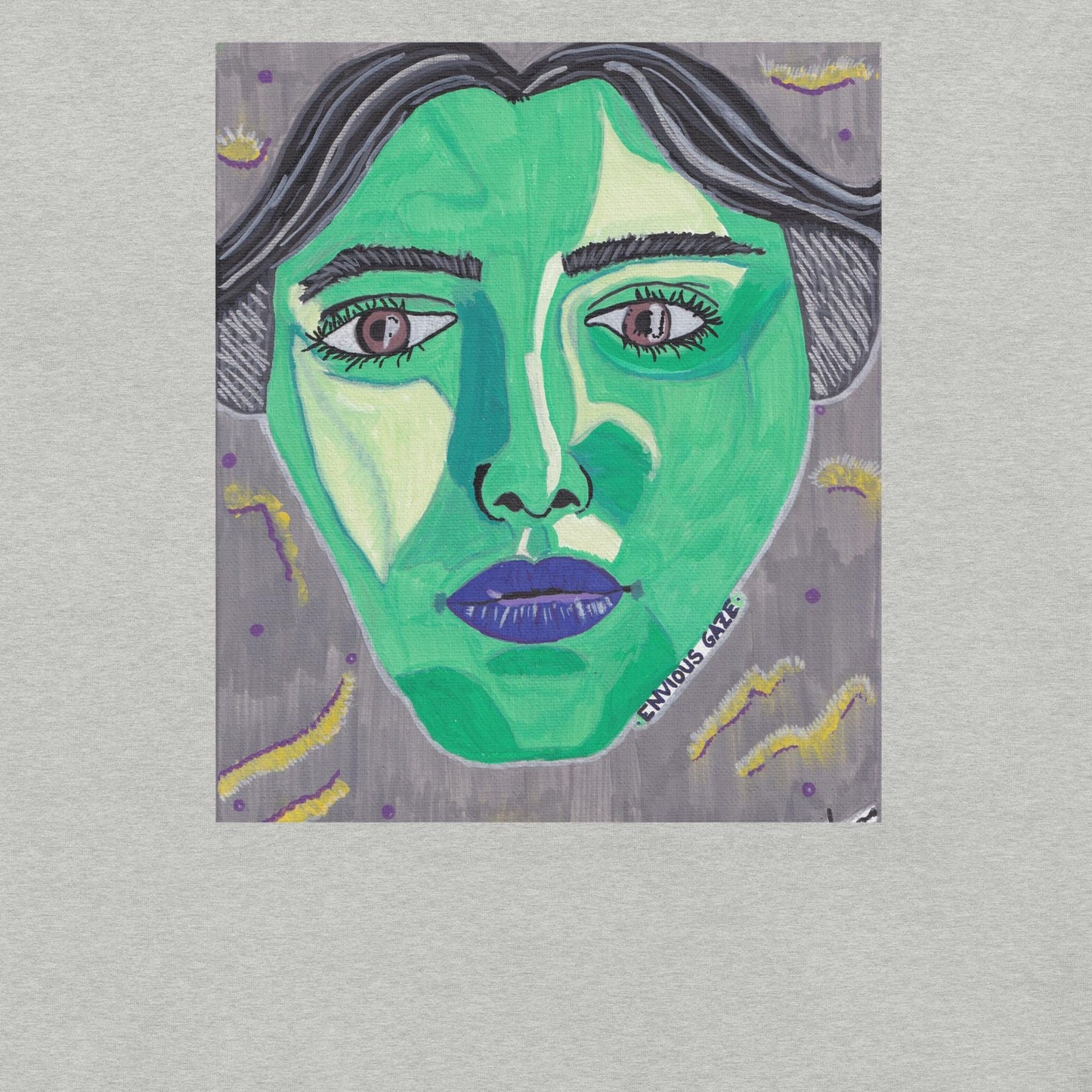 Envious Gaze T-Shirt Background- GrungePup Green Face Edgy Print