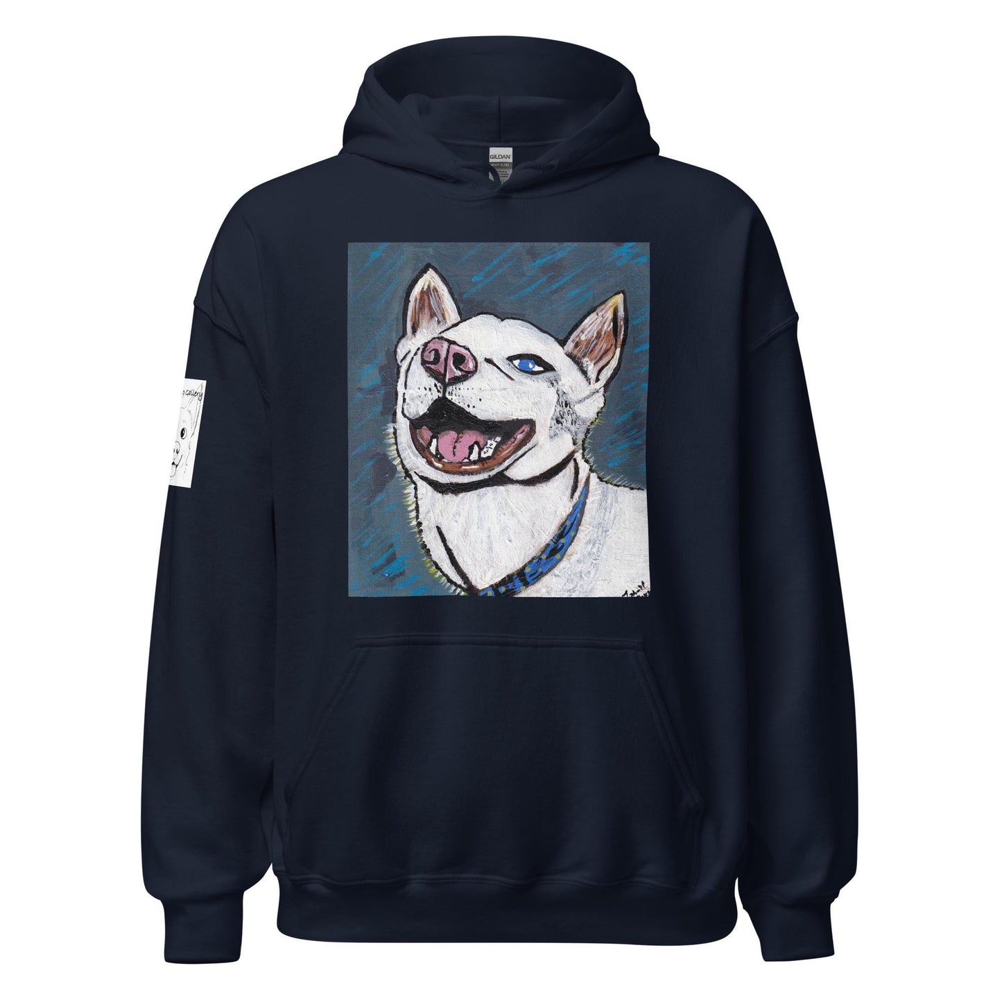 Nico Face Hoodie -GrungePup Joyful Husky Pet Portrait