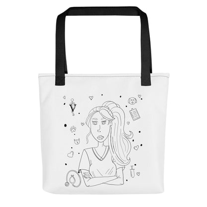 Vet Vibe Single Image Vet Girl Tote Bag - GrungePup Sassy Vet Icon