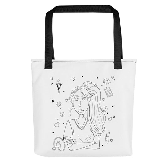 Vet Vibe Single Image Vet Girl Tote Bag - GrungePup Sassy Vet Icon