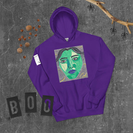 Envious Gaze Hoodie Background - GrungePup Green Gace Edgy Print