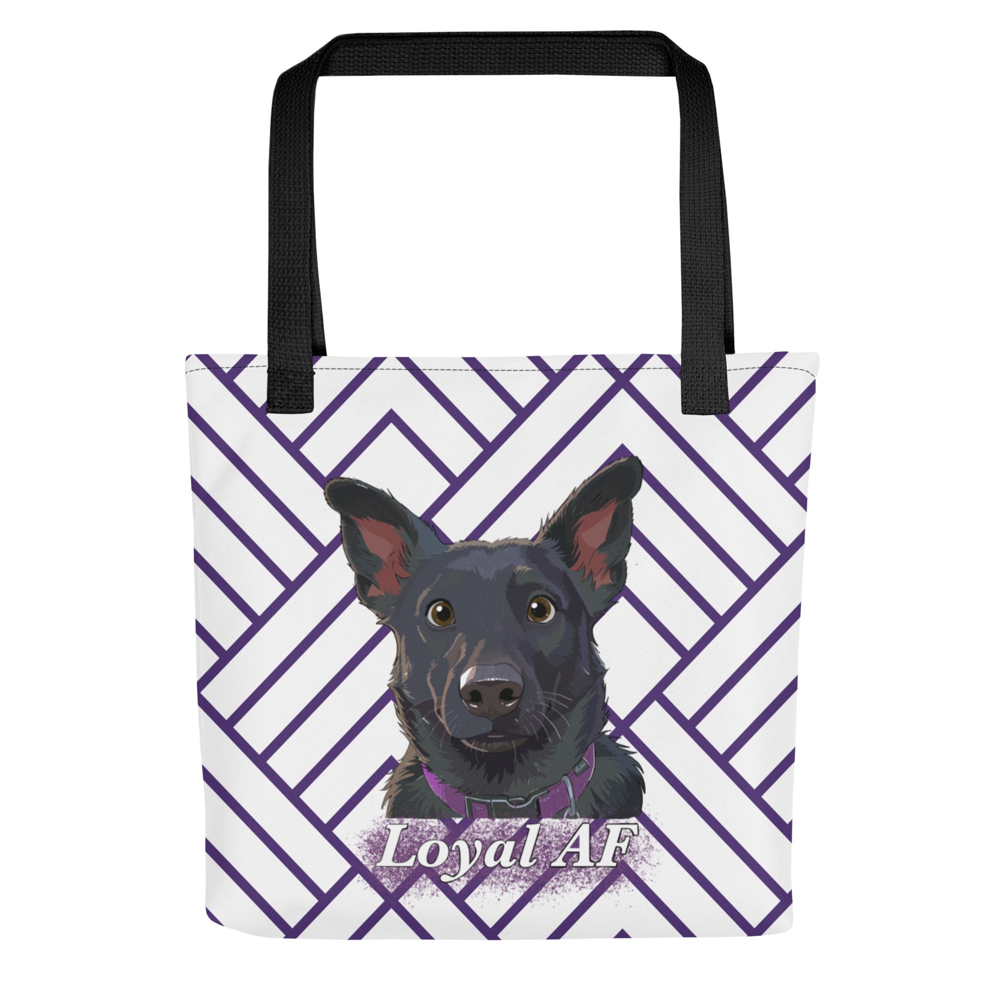 Back view of the Mathis Loyal AF all-over print tote bag