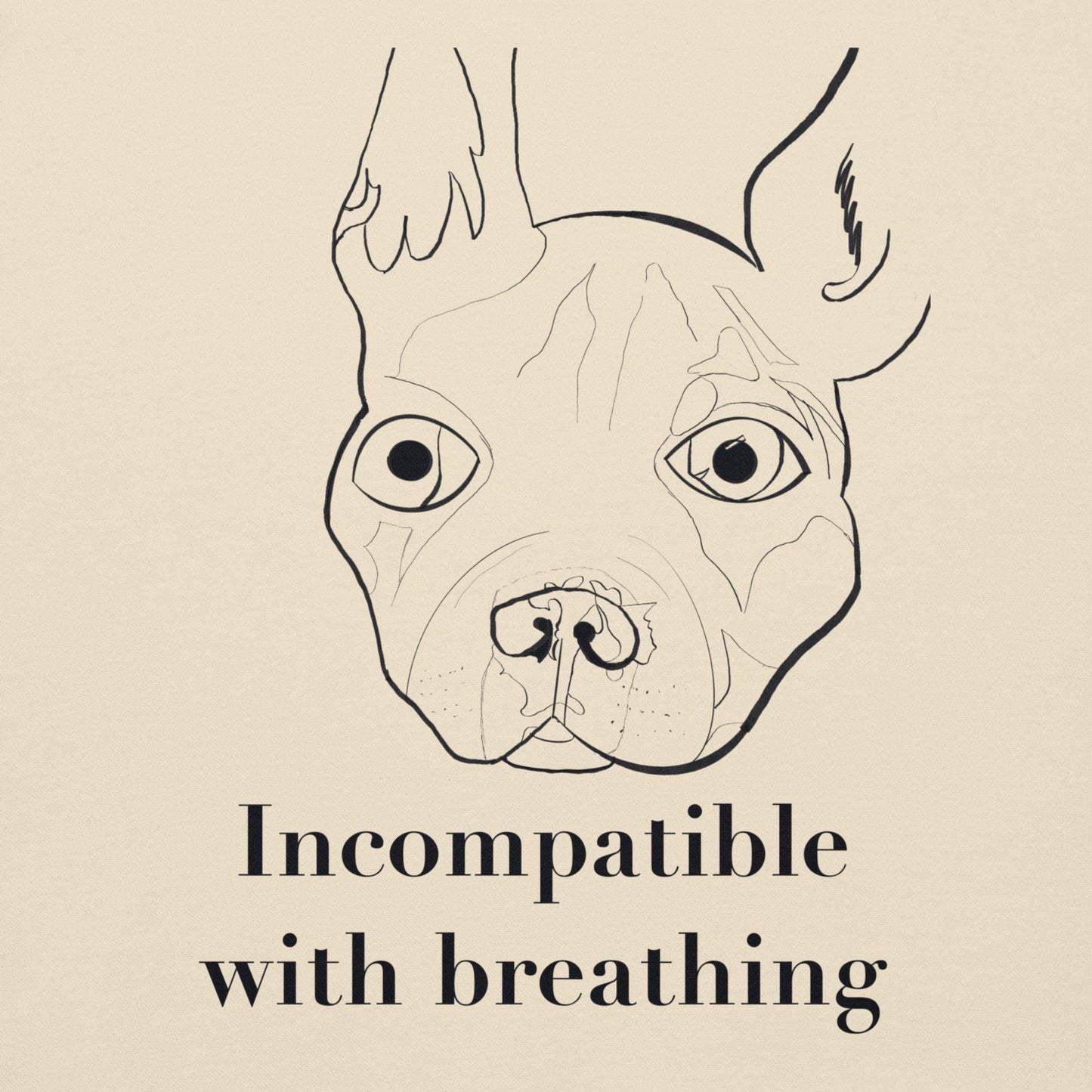 Incompatible with Breathing bone hoodie with black ink French Bulldog line drawing – GrungePup Vet Chaos sarcastic vet med design