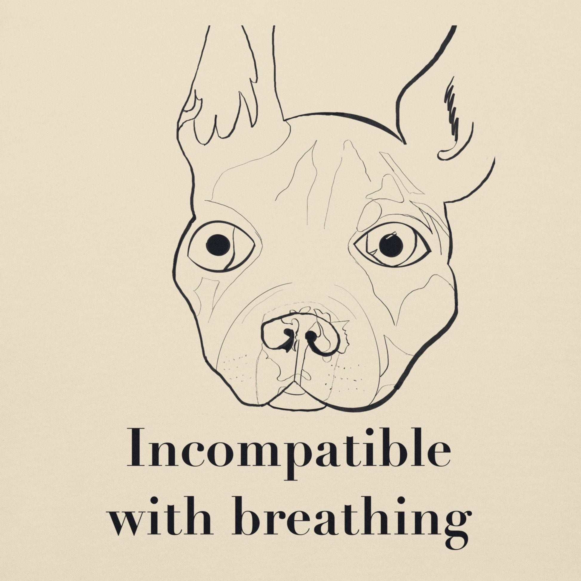 Incompatible with Breathing bone hoodie with black ink French Bulldog line drawing – GrungePup Vet Chaos sarcastic vet med design