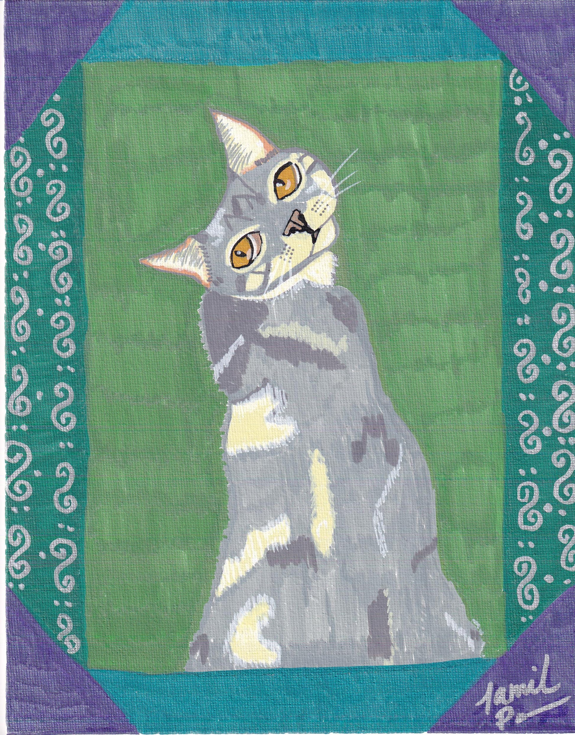 Mr. Grey Original Grunge Art Print - GrungePup Original Artwork
Alt Text: Black and white line art portrait of Mr. Grey the cat with grunge style details, digital download from GrungePup Gallery