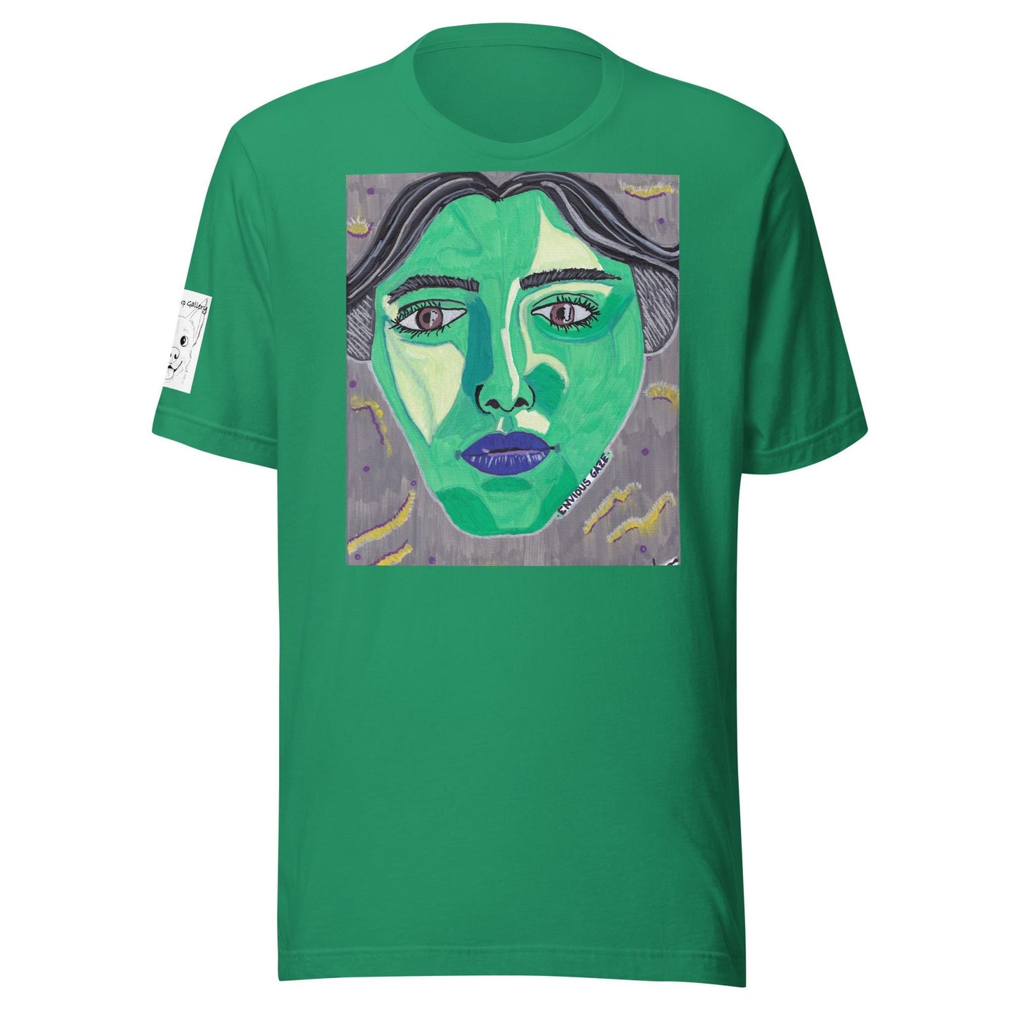 Envious Gaze T-Shirt Background- GrungePup Green Face Edgy Print