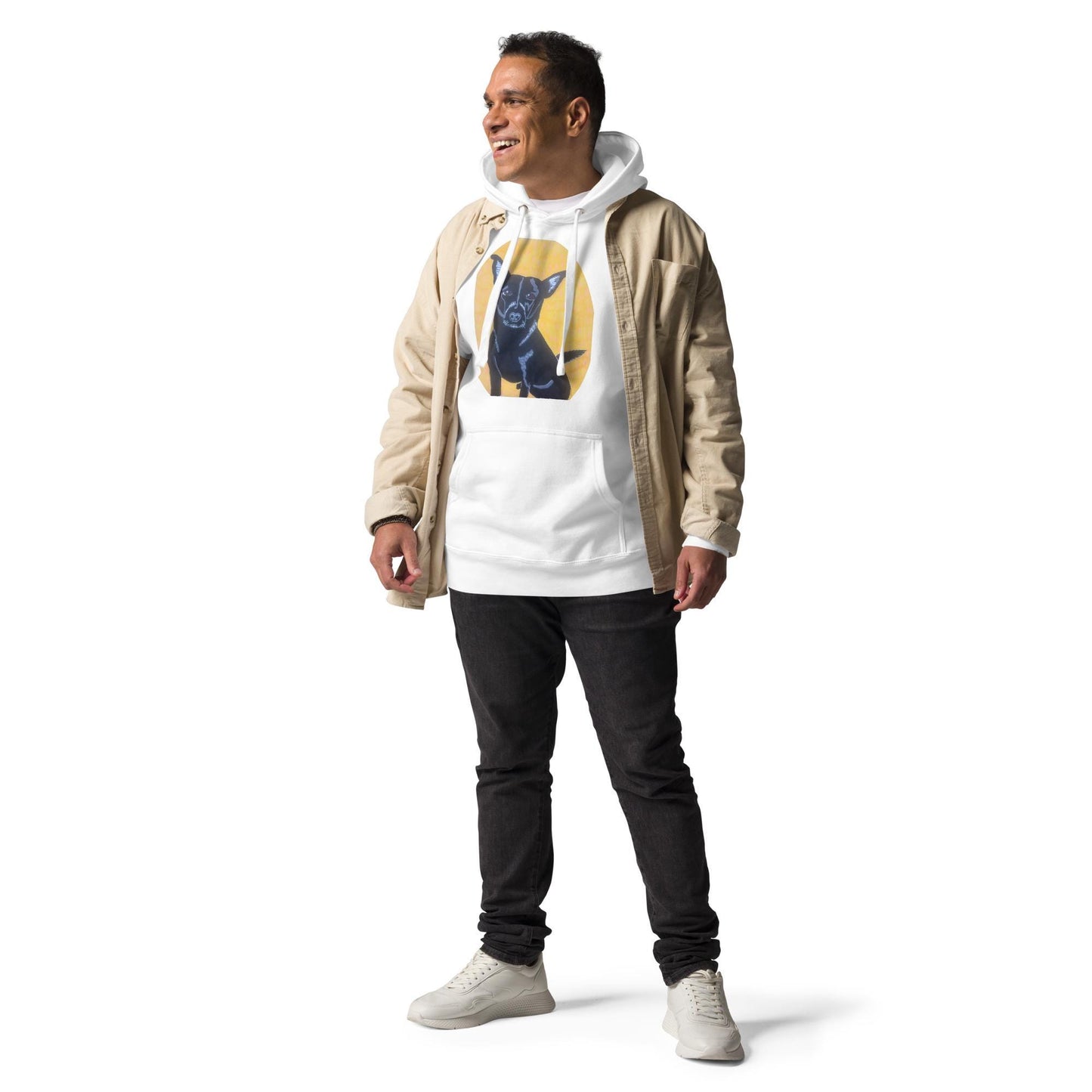 Mathis with Background Hoodie - GrungePup Detailed Grunge Art