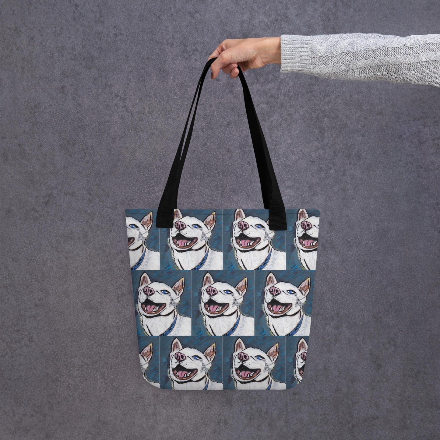 Patterned Nico Face Tote - GrungePup Joyful Husky Repeat