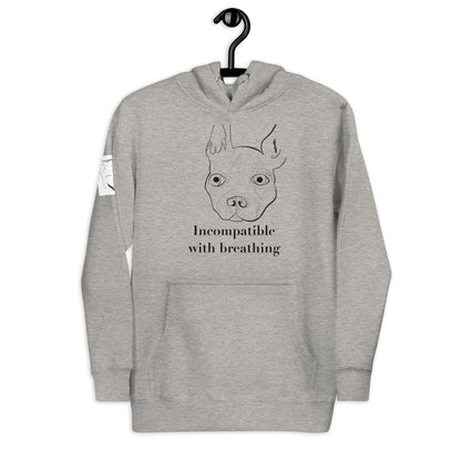 Incompatible With Breathing Hoodie Black Ink - GrungePup Funny Vet Pun