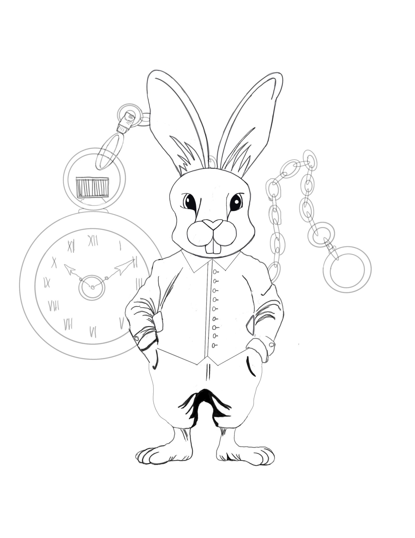 Grunge-Cute Alice in Wonderland Coloring Set - 5 Pages