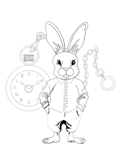 Grunge-Cute Alice in Wonderland Coloring Set - 5 Pages