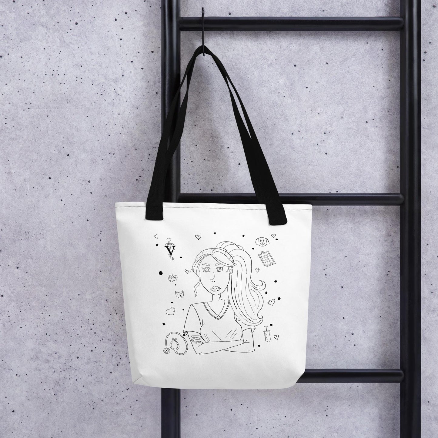 Vet Vibe Single Image Vet Girl Tote Bag - GrungePup Sassy Vet Icon