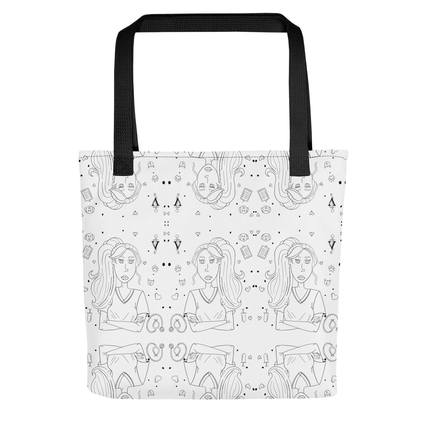 Vet Vibe Patterned Tote Bag - GrungePup Sassy Vet Repeating Design