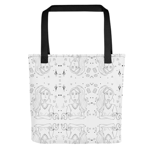 Vet Vibe Patterned Tote Bag - GrungePup Sassy Vet Repeating Design