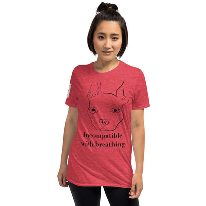 Incompatible With Breathing T-Shirt Black Ink - GrungePup Funny Vet Pun