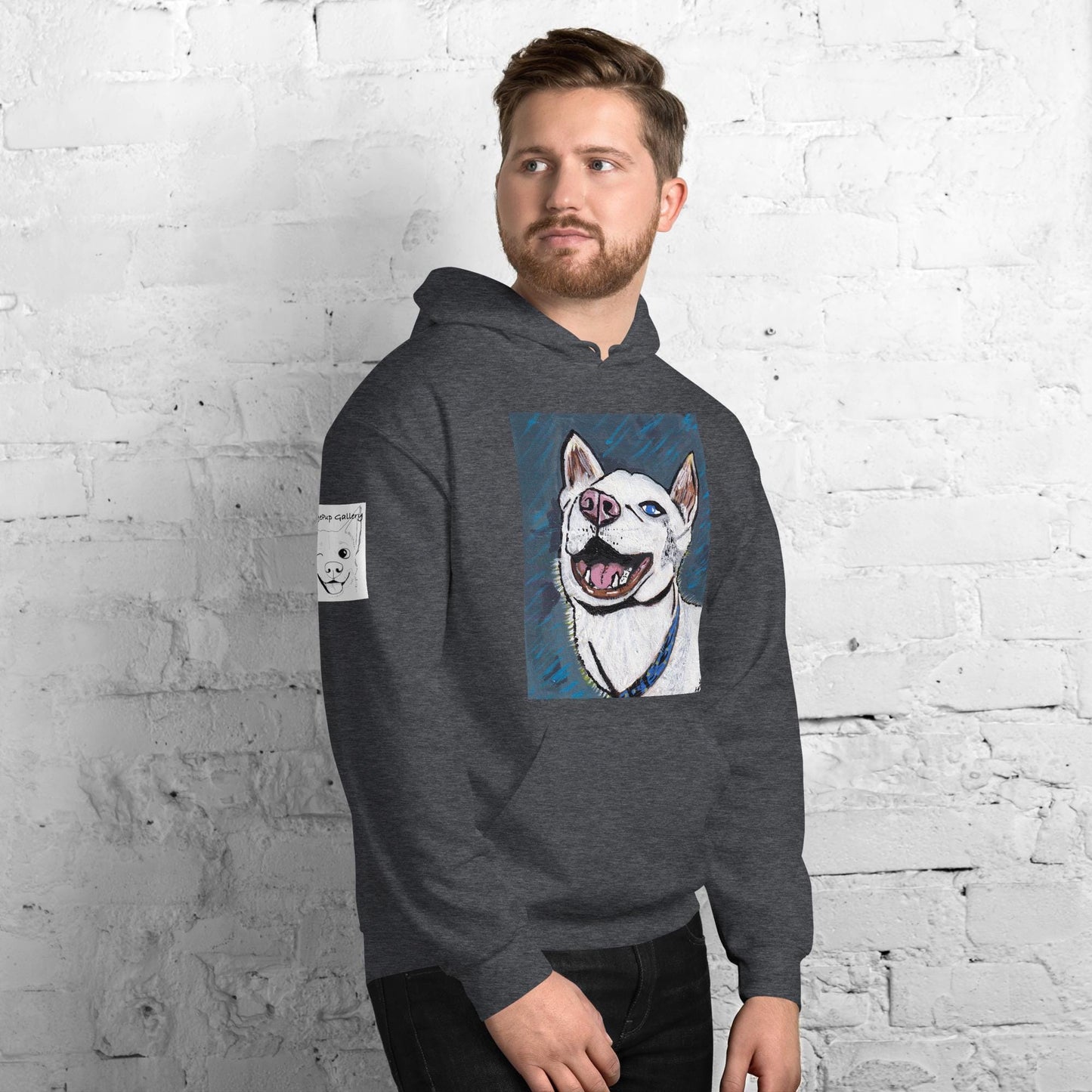 Nico Face Hoodie -GrungePup Joyful Husky Pet Portrait