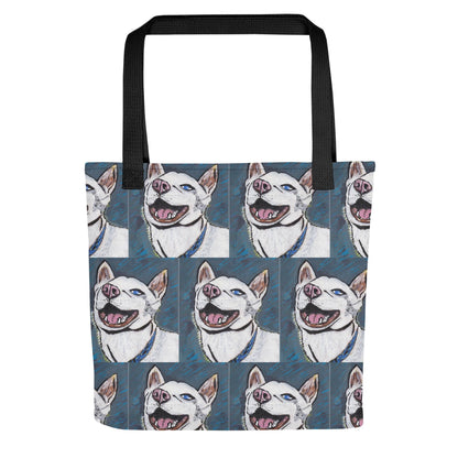 Patterned Nico Face Tote - GrungePup Joyful Husky Repeat