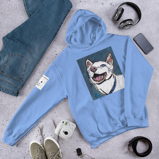 Nico Face Hoodie -GrungePup Joyful Husky Pet Portrait