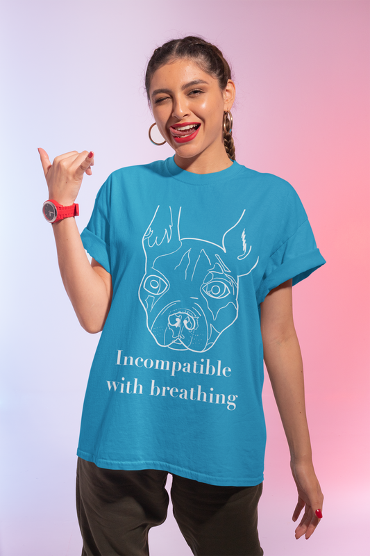 Incompatible With Breathing T-Shirt White Ink – GrungePup Funny Vet Tech Pun